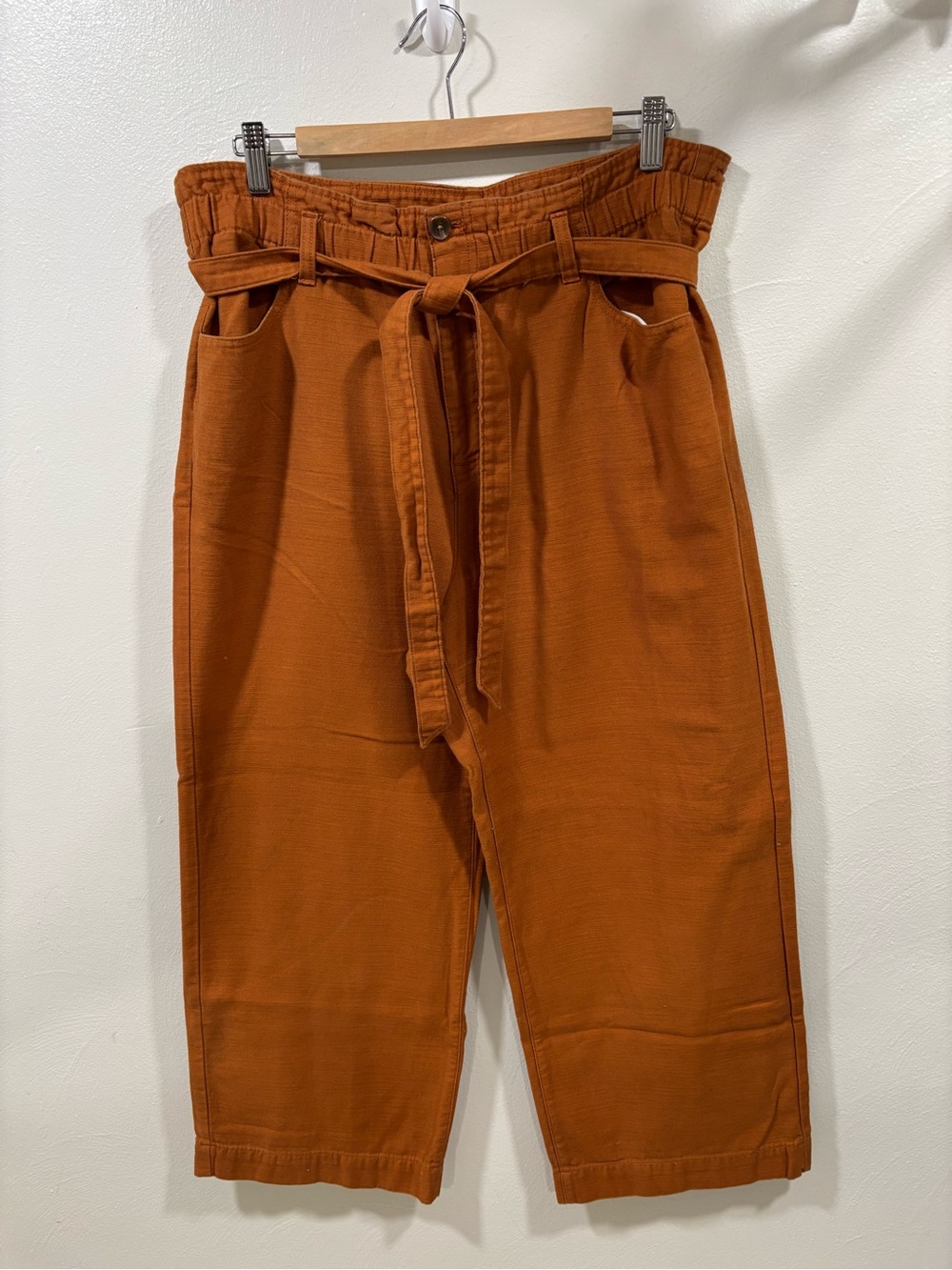 J. Crew Cropped Twill Paperbag High Rise Belted Pants Women'st 14 Terracotta